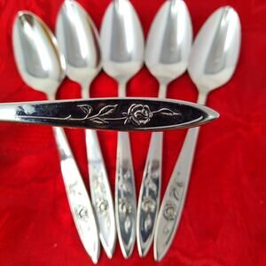 6X Tsp Oneida Community Stainless Steel My Rose Teaspoons